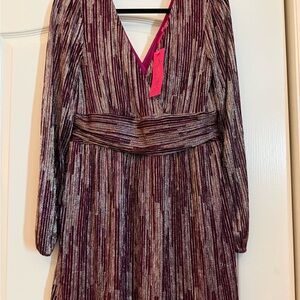 Lilly Pulitzer, Elegant Burgandy and Gold Striped Romper Dress